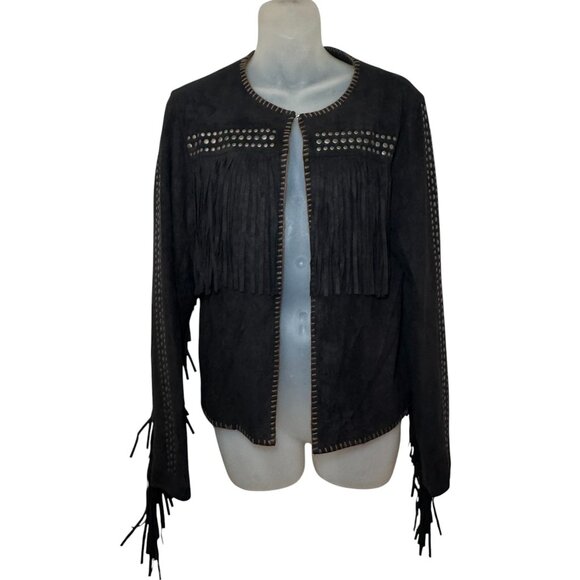 Tasha Polizzi Faux Suede Studded Western Jacket with Fringe size S - Picture 1 of 8